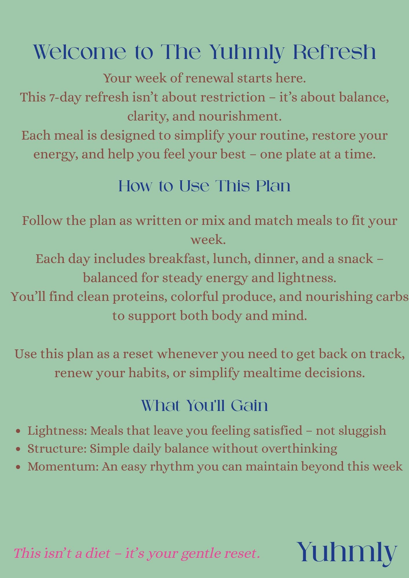 The Yuhmly Refresh Plan ‎ ‎ ‎ ‎ ‎ ‎ ‎ ‎ ‎ ‎ ‎ ‎ ‎ ‎ ‎ ‎ ‎ ‎ ‎ ‎ ‎ ‎ ‎ ‎ ‎ ‎ ‎