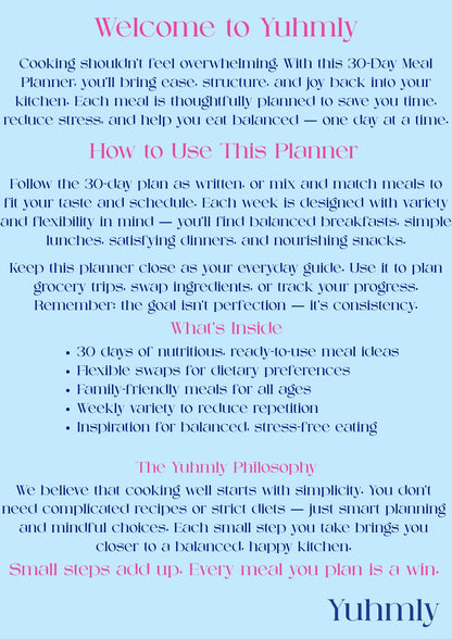 The Yuhmly Monthly Planner